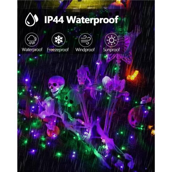 Smart Color Changing Halloween Lights, 2Pack 164FT 400LED Purple, Orange and - Picture 4 of 7